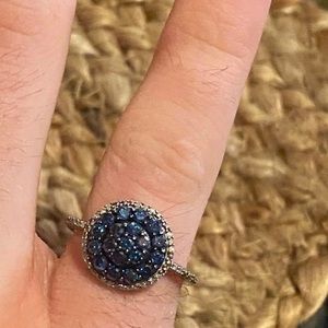 1 CT. T.W. Blue Diamond Cluster ring
